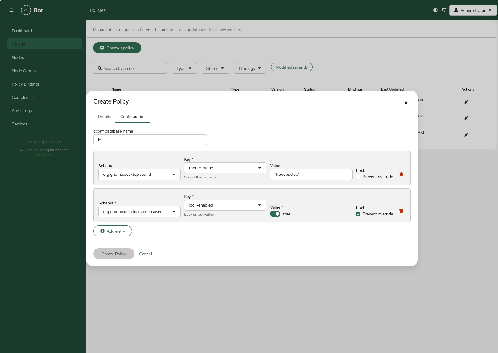 dconf GNOME Policy Configuration