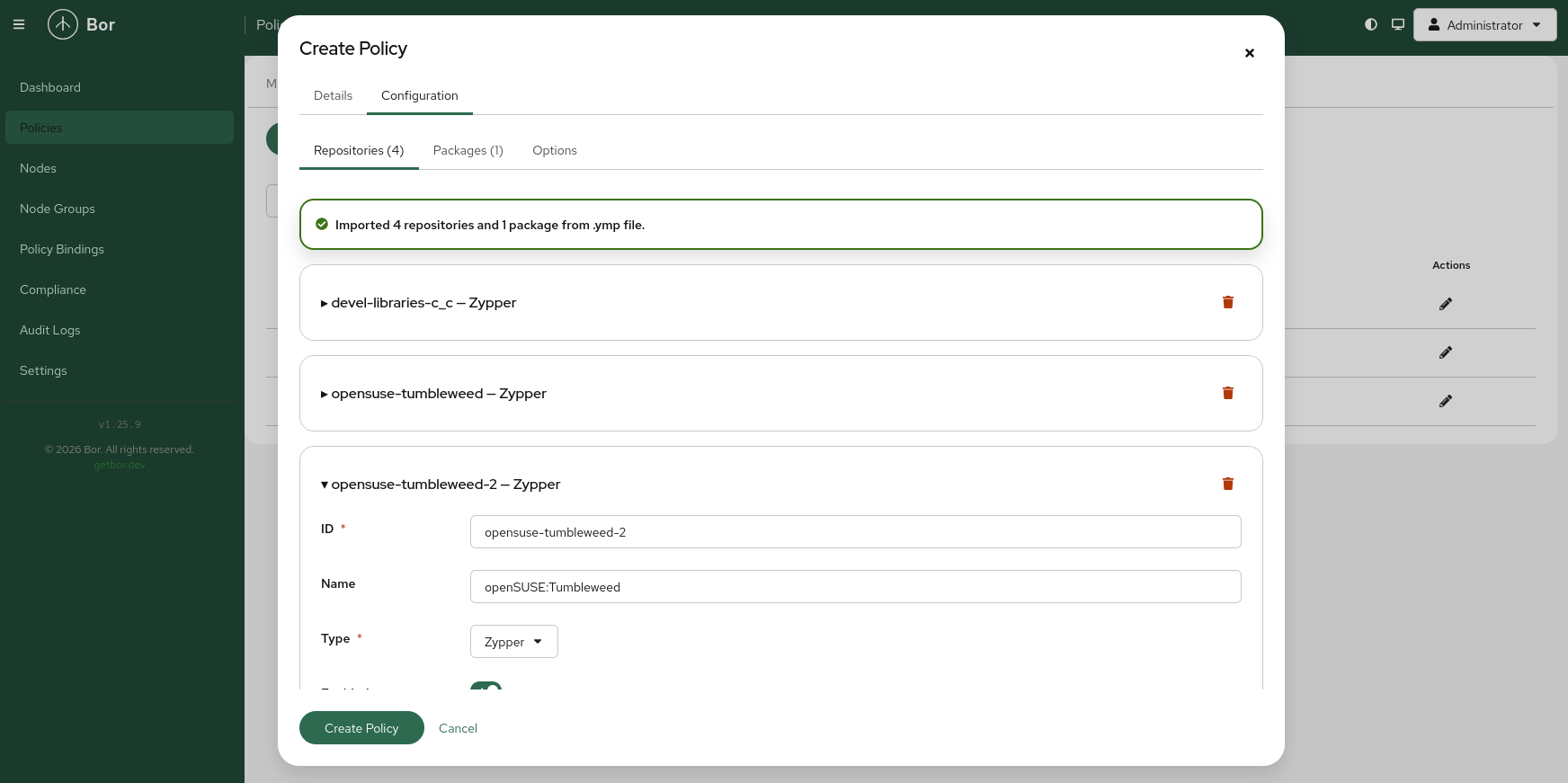 openSUSE .ymp import result