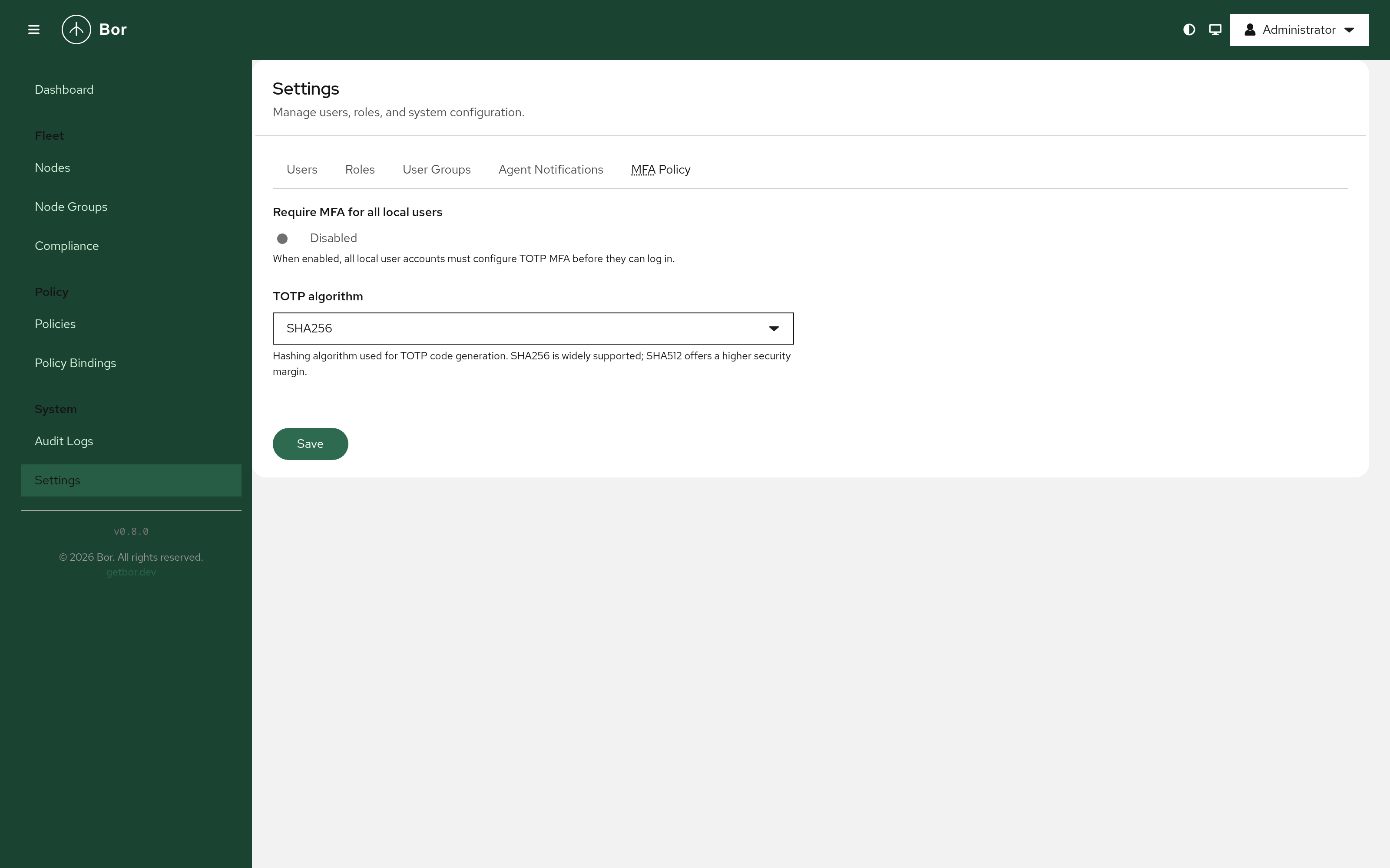 Fleet-wide MFA Policy settings